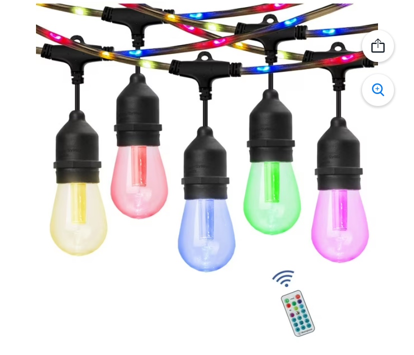 Westinghouse 48' Color Change LED String Light Set with Remote Control, 15 Bulbs