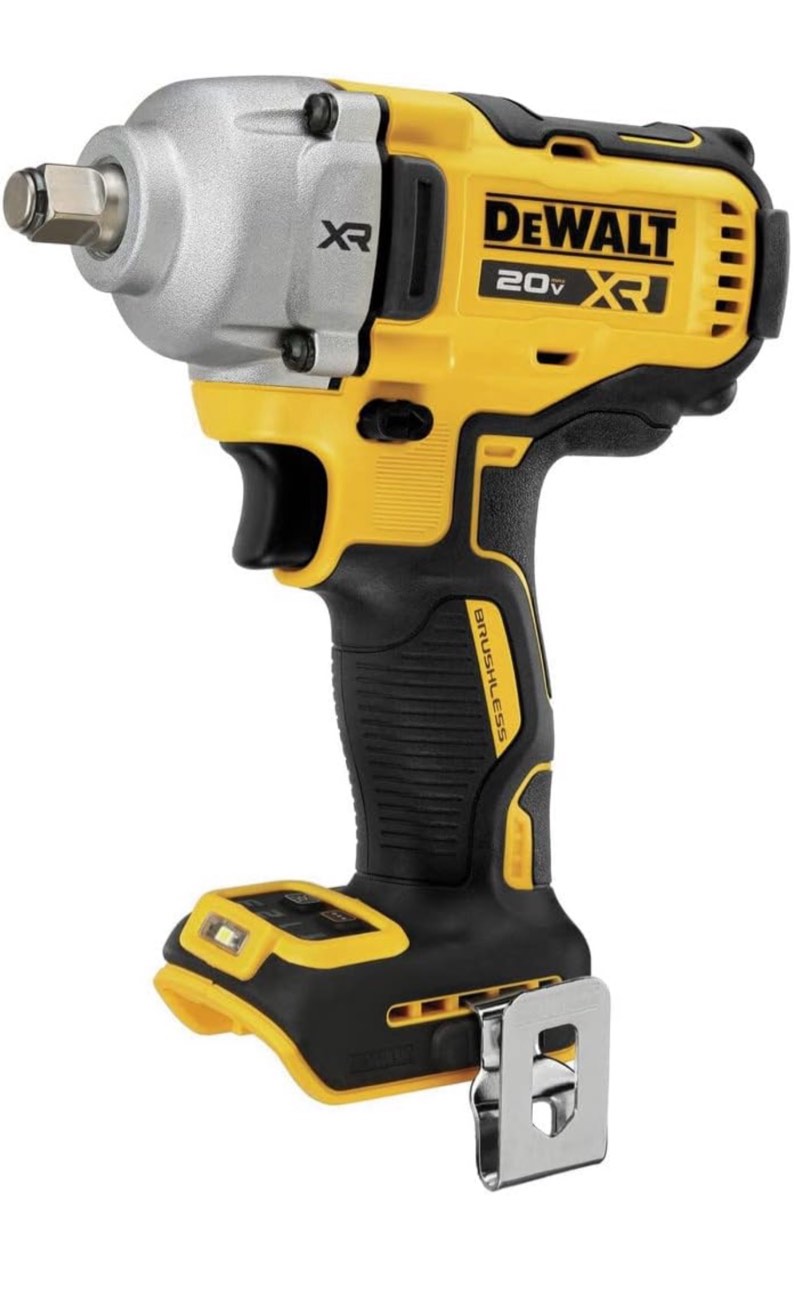 DEWALT 20V MAX Cordless Impact Wrench, 1/2' Hog Ring, Includes LED Work Light and Belt Clip, Bare Tool Only (DCF891B)