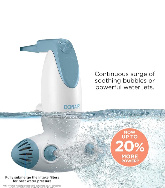 Conair Jet Hydro Spa - Portable Bath Spa with Dual Hydro Jets for Tub - Bath Spa Jet for Tub Creates Soothing Bubbles and/or Massage - Spa Bath for at Home Use