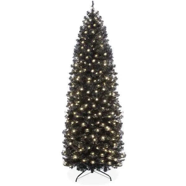 Pre-Lit Black Artificial Pencil Holiday Tree - 7.5 Foot