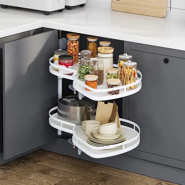 Moasis Swing Right Blind Corner Kitchen Cabinet Pull Out Organizer for 36" Blind Corner Kitchen Cabinet, 2 Tier Swing Tray - Swing Left