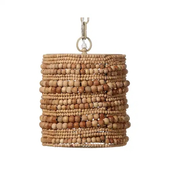 Jamie Young Strand 1-Light Wood Beaded Pendant - Brown