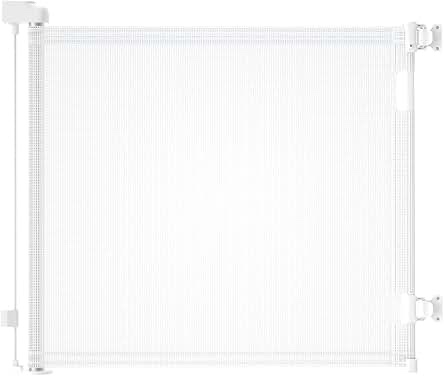 Retractable Baby Gate,Mesh Baby Gate or Mesh Dog Gate,33" Tall,Extends up to 55" Wide,Child Safety Gate for Doorways, Stairs, Hallways, Indoor/Outdoor?White,33"x55"