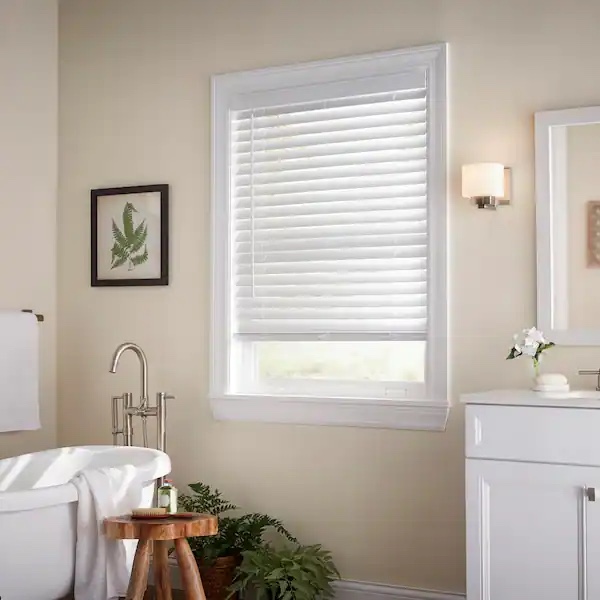 (Set of 4) White Cordless 2 in. Faux Wood Blind - 28.25 in. W x 72 in. L (Actual Size 27.75 in. W x 72 in. L)