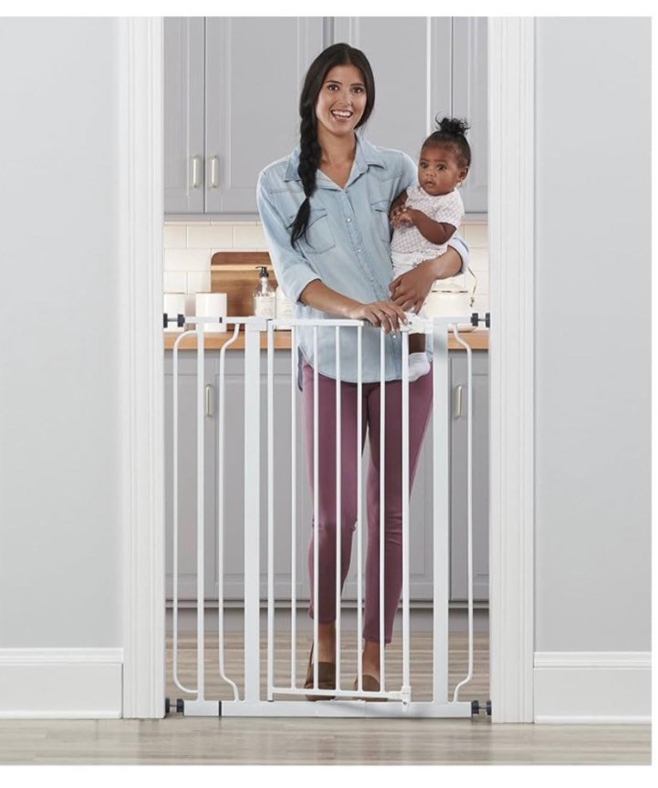 Regalo Extra Tall Easy Step Metal Walk Through Baby Gate - White