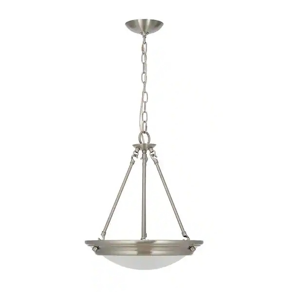 3-Light LED Pendant Light with Frosted Glass Shade, Bulbs Included - 15x15x17.75