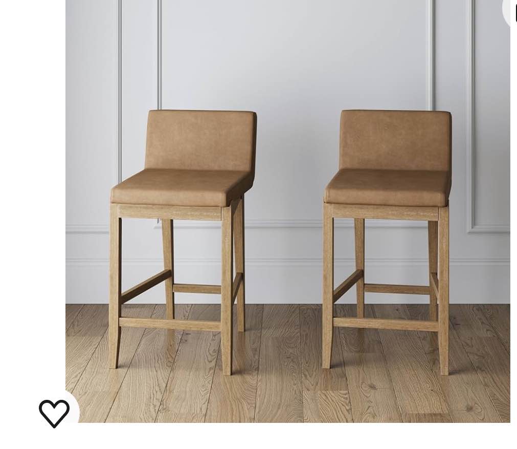Gracie 24 in. Modern Counter Height Bar Stool with Back, Brushed Light Brown Wood Legs and Upholstered Seat, Set of 2