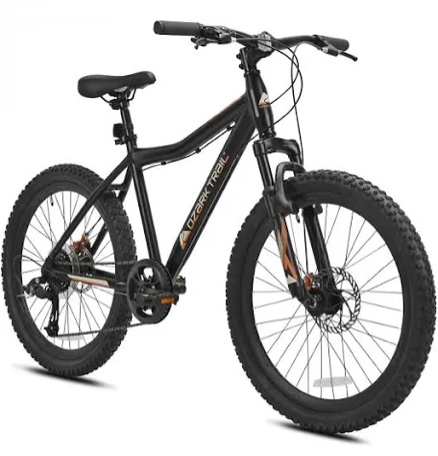 Ozark Trail 24 in. Youth Glide Aluminum Mountain Bicycle 8 Speeds Front Suspension Black