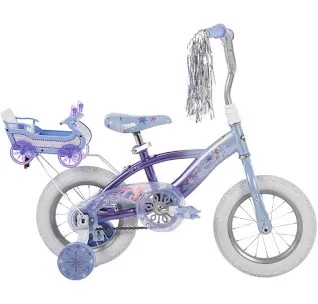 Disney Frozen Bike with Doll Carrier Sleigh for Girl s 12 In. White and Purple by Huffy