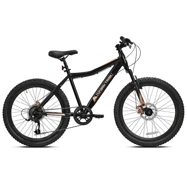 Ozark Trail 24 in. Youth Glide Aluminum Mountain Bicycle 8 Speeds Front Suspension Black