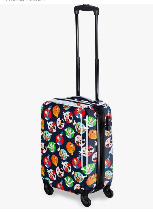 Disney Store Official 21-Inch Hardside Carry On Luggage with Spinner Wheels and Retractable Handle, Carry On Suitcase for Travel - Mickey Mouse and Friends Pattern