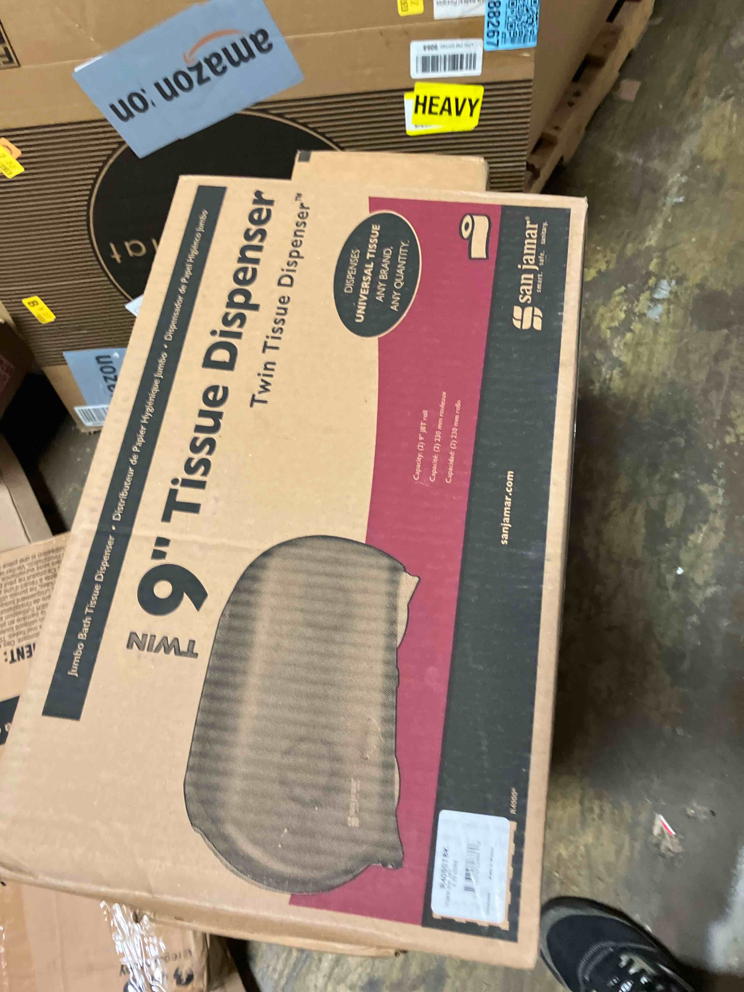 San Jamar R4000tbk Twin 9-Inch Jumbo Tissue Dispenser, 19 X 5 1/4 X 12, Transparent Black Pearl