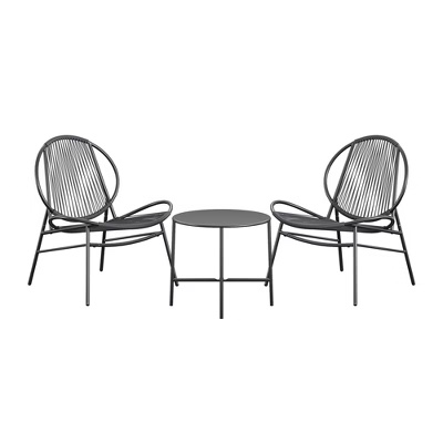 Novogratz Marilyn 3-Piece Resin Weave Conversation Set, Charcoal