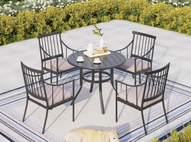(Table only) Argyri Round 4 - Person 38" Long Dining Set with Cushions (just the table)