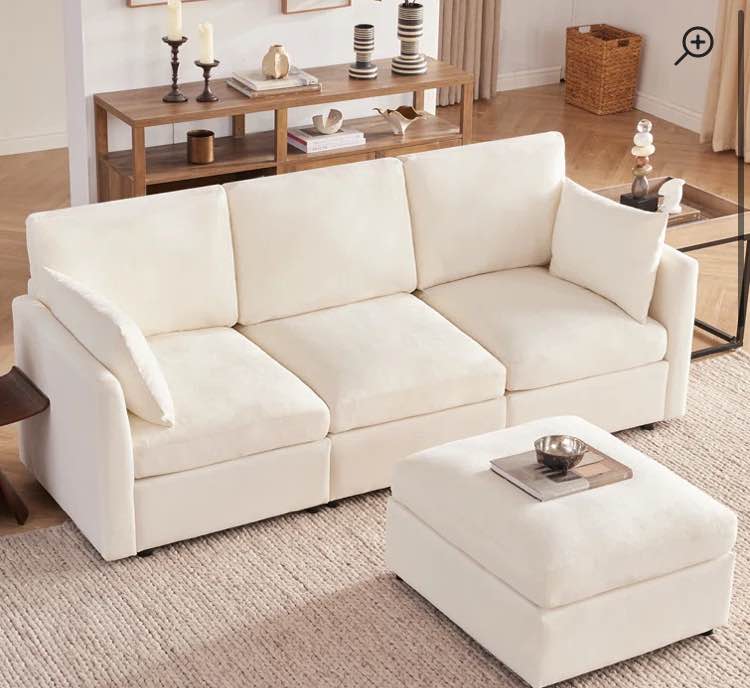 (Missing boxes) 4-Piece Modular Cloud Couch Reversible Sectional with Ottoman (2/4)
