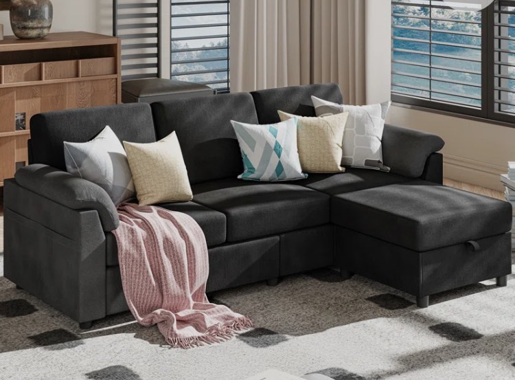(Missing boxes) Hogle 86.63" 2 - Piece Upholstered L-Shape Sofa Couch With Chaise