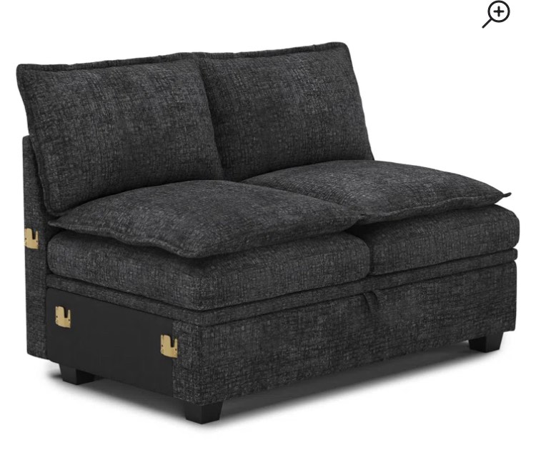 chenille 2-seat armless storage double seat module without backrest seat cushion, carton c for sectional sofa (incomplete) (box 3 out of 5)