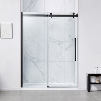 OVE Decors Bel 60-in W x 78.75-in H Frameless Sliding Shower Door Soft-Close Shower Door Kit, Oil-Rubbed Bronze Hardware and 2 Clear Glass Panels