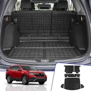 Rongtaod Fit 2017-2022 Honda CRV Trunk Mat CR-V Cargo Liner Rear Trunk Liner TPE All Weather Seat Back Cover Protector for CRV Accessories (Trunk Mats + Backrest Mats)