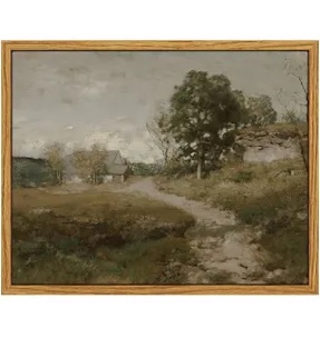 InSimSea Framed Canvas Wall Art for Living Room Bedroom Decor, Vintage Outskirts Painting Prints Farmhouse Decor, 8x10in Samll Bathroom Decor Wall Art