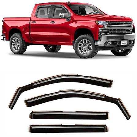 Voron Glass in-Channel Extra Durable Rain Guards for Chevy Silverado/GMC Sierra 1500 2019-2024 Crew Cab,Window Deflectors,Vent Visors,4pcs - 220089