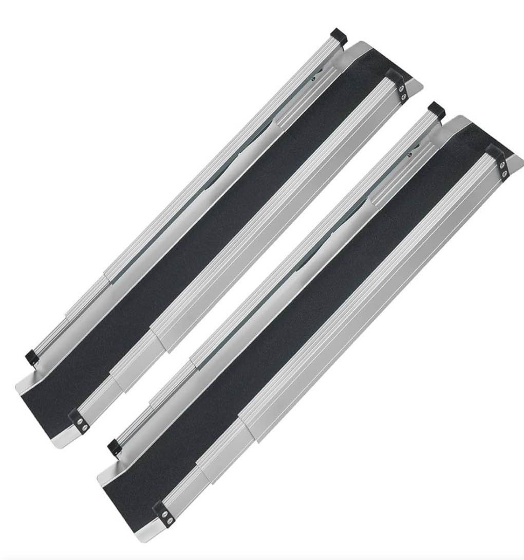 DMI Wheelchair Ramp Entry Threshold Handicap Ramp FSA Eligible is Portable and Adjustable from 3-5 Ft Long 4.5 In Wide for Entryway Doors Steps Shed or Curb 2 Ramps Included