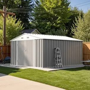 (Missing boxes box 1/3) 10 Ft. W X 12 Ft. D Outdoor Metal Storage Shed With Frame