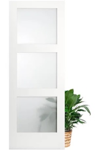 (Glass panels only) 3Pcs Barn Door Glass Frosted