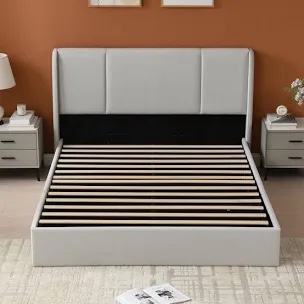 Juanetta Hydraulic Lift Up Storage Wingback Upholstered Platform bed queen 