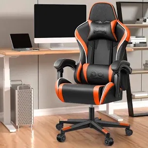 Freeport Adjustable Reclining Ergonomic Faux Leather Swivel PC chair orange