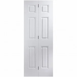 Paneled Manufactured Wood Hollow Primed Textured 6-Panel Bi-fold