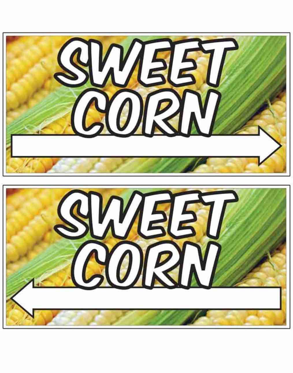VictoryStore 6 Pack Sweet Corn Directional Sign 12x24 Inches, Set Includes Even Number of Right and Left Arrows, Weatherproof Corrugated Plastic, Full Color, 2 Stakes Per Sign (6)