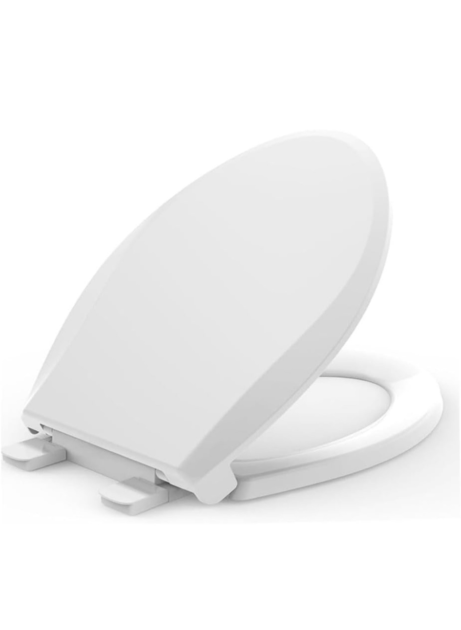 K-4636-RL-0 Elongated Toilet Seat Replacement for KOHLER 4636-RL-0 Elongated Bowl Toilet Seat Slow-Close, Soft Close toilet Seat and Lid, White