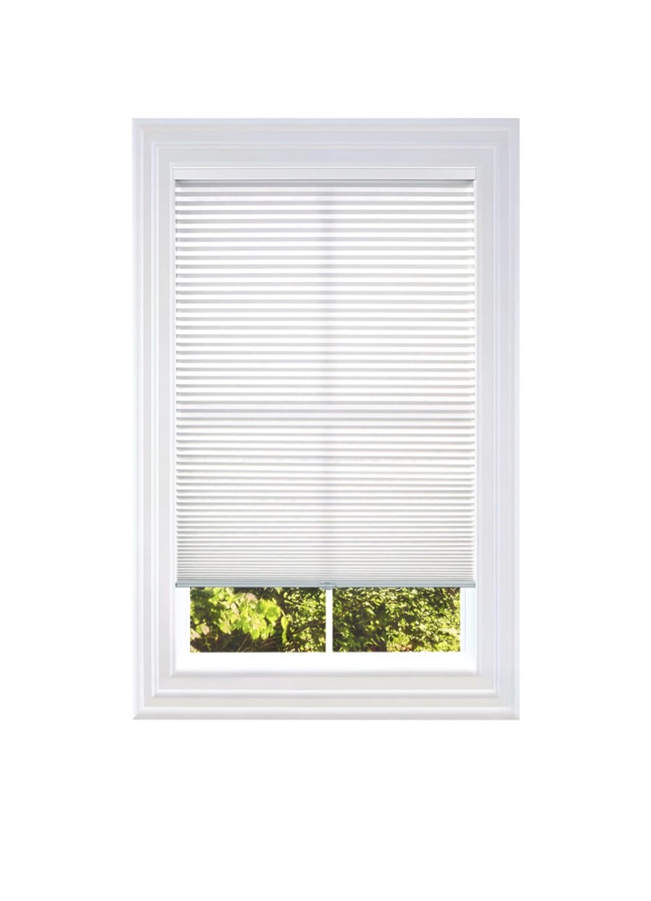 BlindsAvenue Cellular Honeycomb Cordless Shade, 9/16" Single Cell, Light Filtering, (White, 24" W x 48" H)
