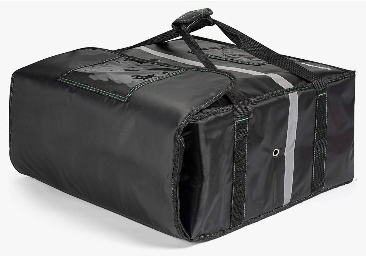 Homevative Insulated Pizza & Food Delivery Bag, fits 4 Large Pizzas or Trays, 20" x 20" x 8", Black