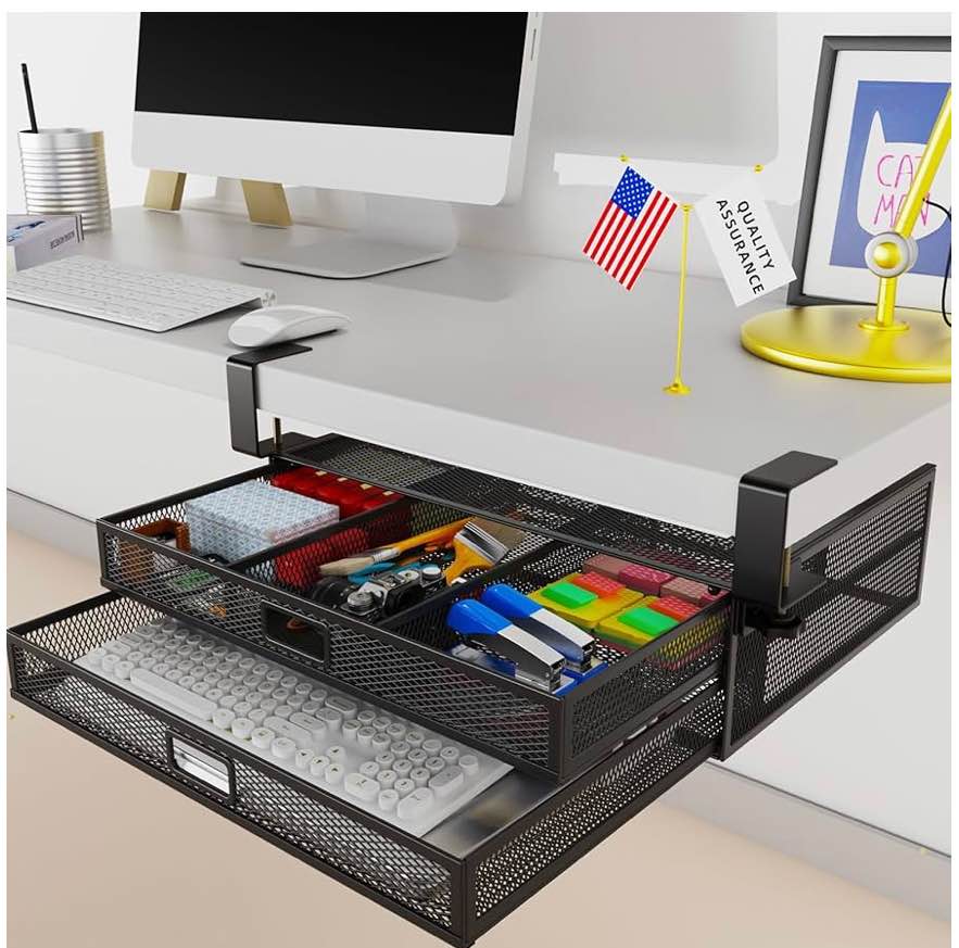 Desk Organizer Under Storage Drawer Organizers And Accessories Office Organization Desktop Shelf With Drawers Standing For Slide Out Supplies Table Attachment Clamp On Cabinet Tray Hanging Organizing