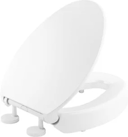 KOHLER Hyten Elevated Quiet-Close Elongated toilet seat, White