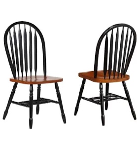 Arrowback Chair, Black/Natural, Set of 2