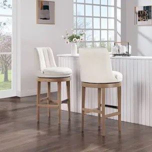 OSP Home Furnishings - Rowan 2-Pack Swivel Barstool - Linen/Medium Oak