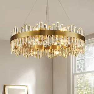 32 in Brass Modern Crystal Chandelier 2 bed bath beyond 