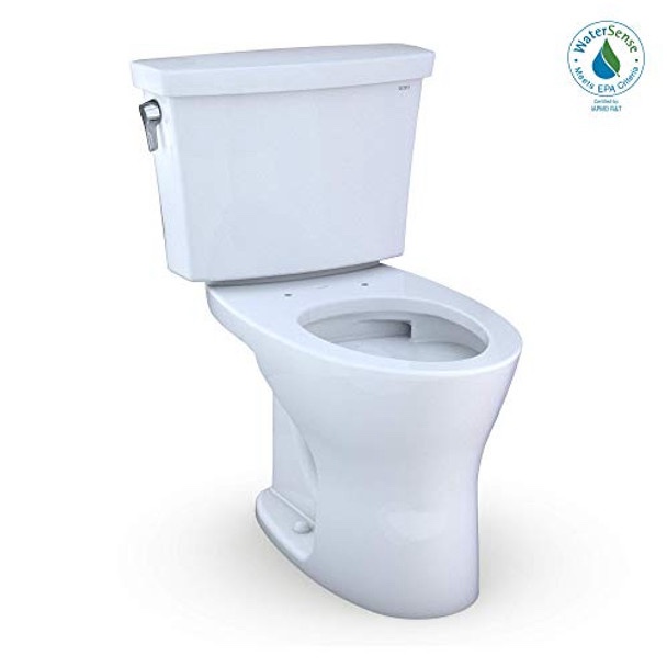 TOTO® Drake Transitional Two-Piece Elongated Dual Flush 1.28 and 0.8 GPF Universal Height DYNAMAX TORNADO FLUSH Toilet with CEFIONTECT, Cotton White CST748CEMFG01 BOX 1 of 2