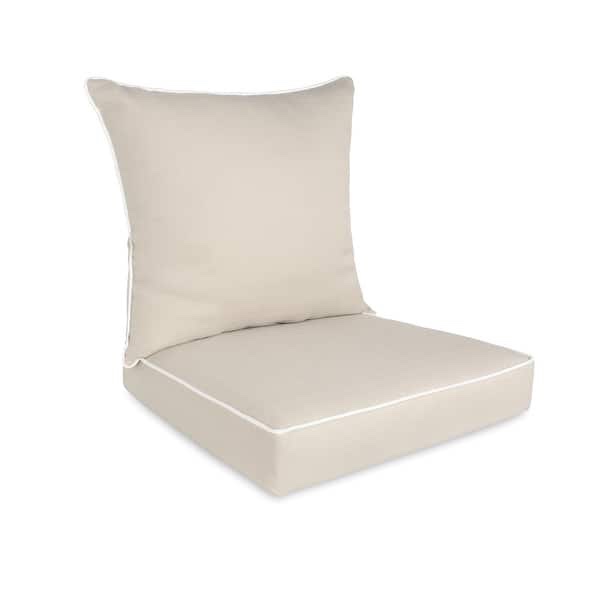 Outdoor/Indoor 2-Piece Deep Seat Cushion Set for Patio Furniture - Linen