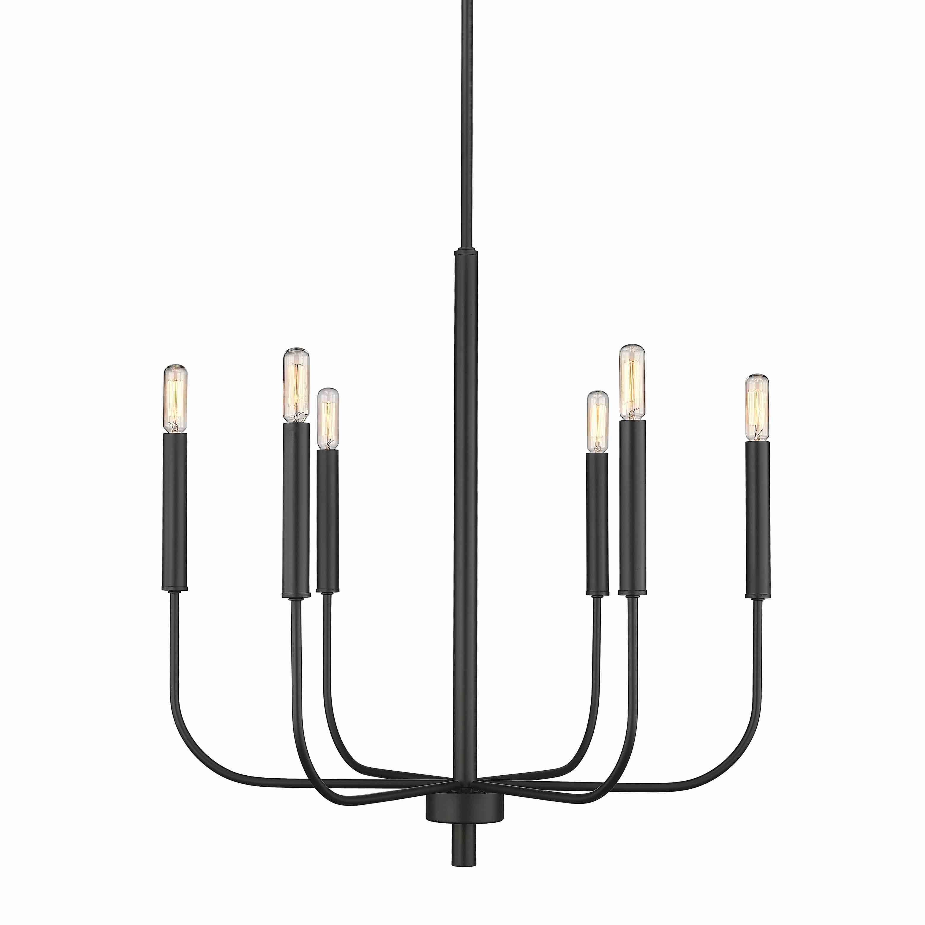 CFC Lighting 6 Light Mid Century Modern 25  x 25  Chandelier in Matte Black