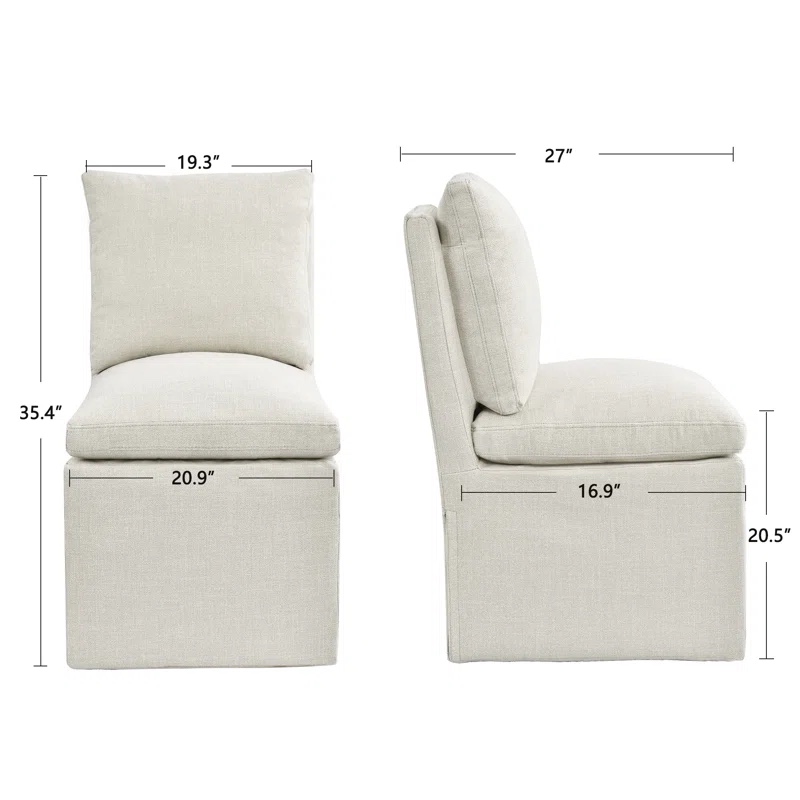 Fontana 19" Wide Chenille Fabric Modern Down Fill Parsons Chairs with Casters 3 boxes 
