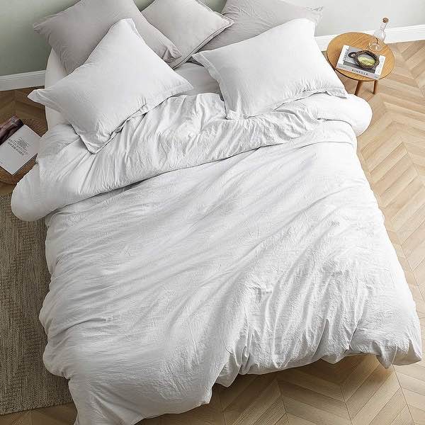Chommie - Weighted Natural Loft Comforter Set - Farmhouse White - Farmhouse White - King