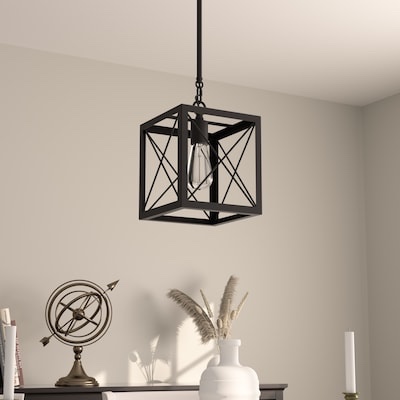 ACROMA Alodie Matte Black Modern/Contemporary Lantern LED Mini Hanging Pendant Light