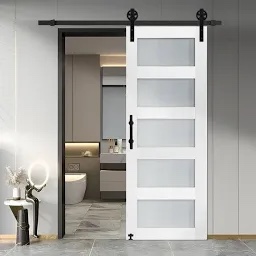 Glass Sliding MDF Barn Sliding Door Hardware Kit, Tempered Frosted Wayfair 