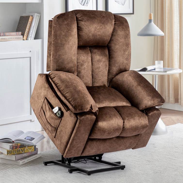 Daim 40.5" WideSoft Velvet Power Lift Assist Standard Recliner with H Wayfair 