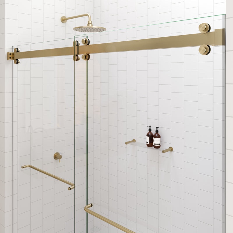 2DSL-60-BB Polaris 60 in. x 78 in. Fully Frameless Sliding Bypass Shower door assembly