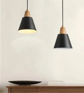  1-Light Black Conical Polka Dot Shade Pendant Lighting - 5.9"D×4.7"W×75.2"H(Adjustable)